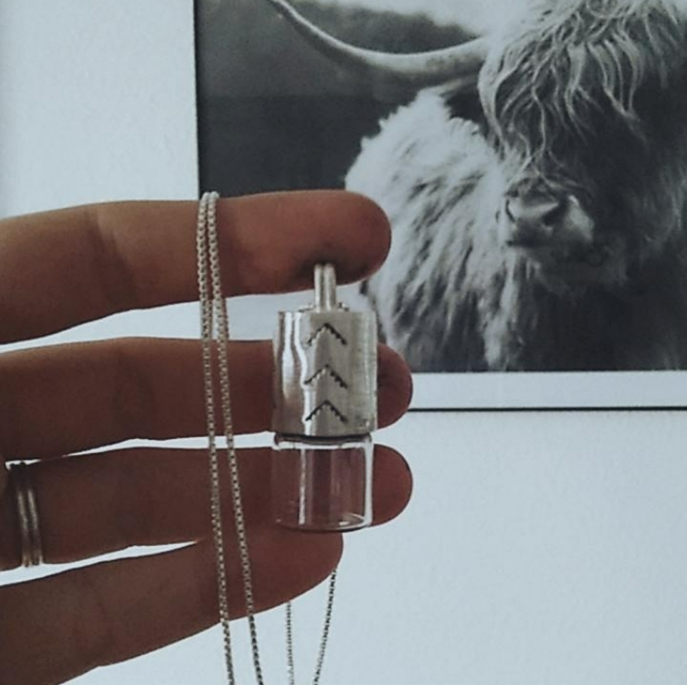 Sterling silver esentail oil necklace